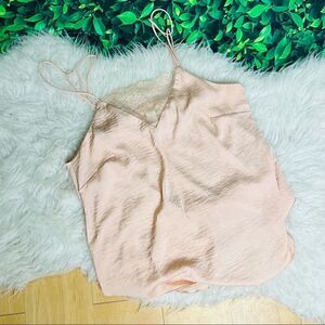 H&M nude color cute lace silky style tank top size 12